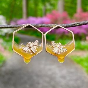 Dripping Honey Bee Earrings